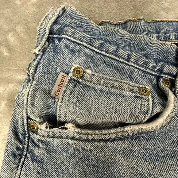 Distressed Vintage Carhartt Fleece Lined Denim Jeans Size 37 - Picture 5 of 8